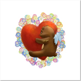 Heart hugging bear, i love you. Posters and Art